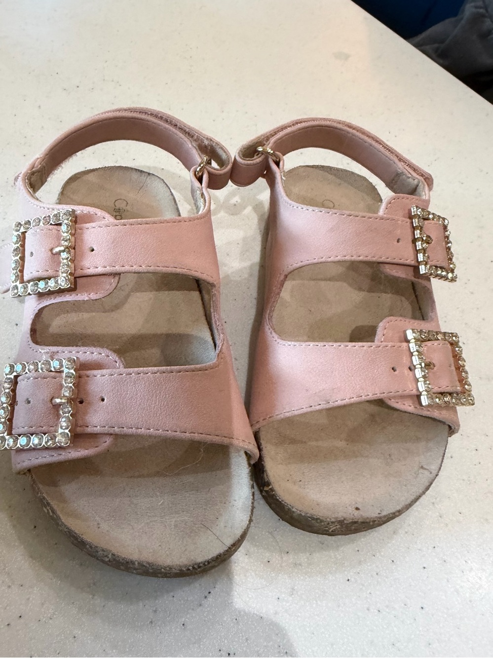 Kids Cupcake Couture Pink Gem Buckle Sandals size 10